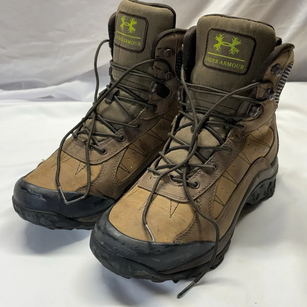 Under Armour Wall Hanger Leather Hunting Boots Mens 9 Brown Waterproof Scent